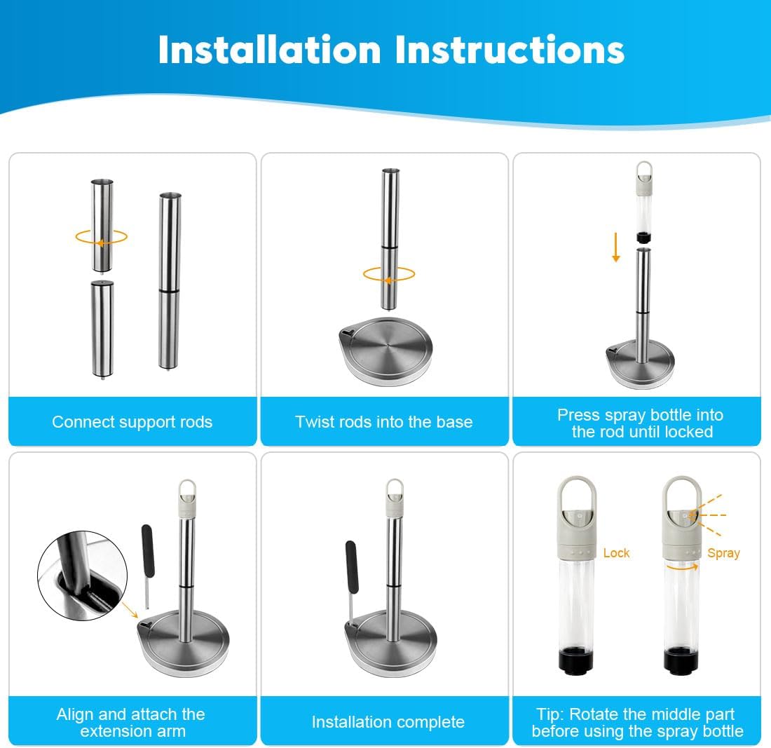 Eldhúsrúllustandur m/Spreybrúsa - (2 in 1)