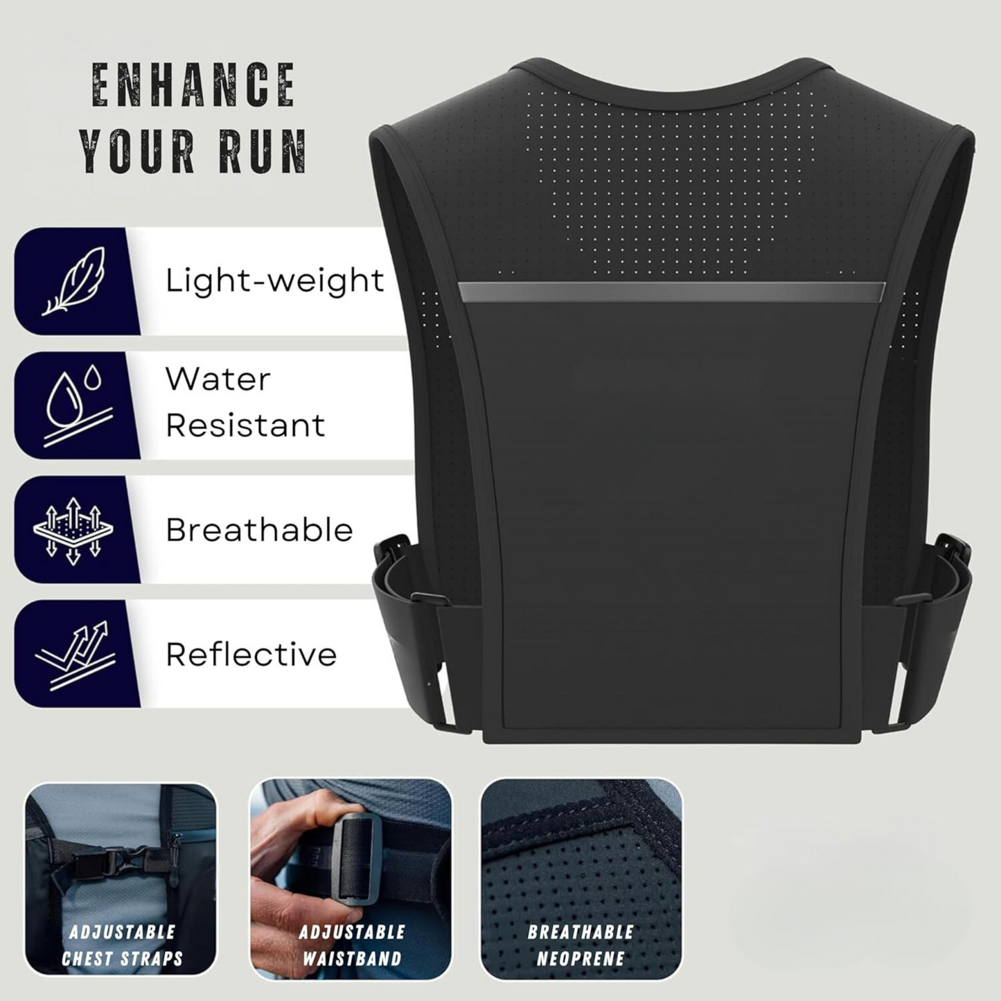 Hlaupavesti með Vatnsbrúsa | Unisex