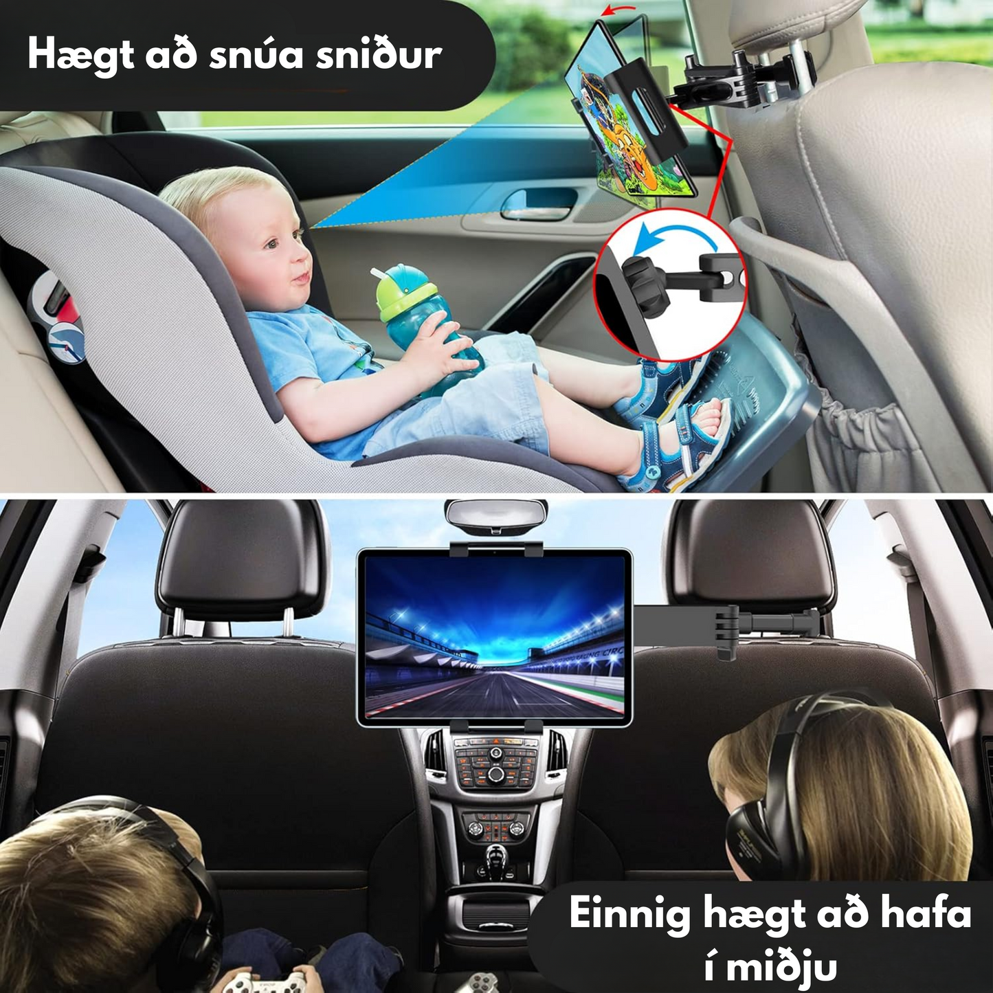 iPad- og Símahaldari í Bílinn