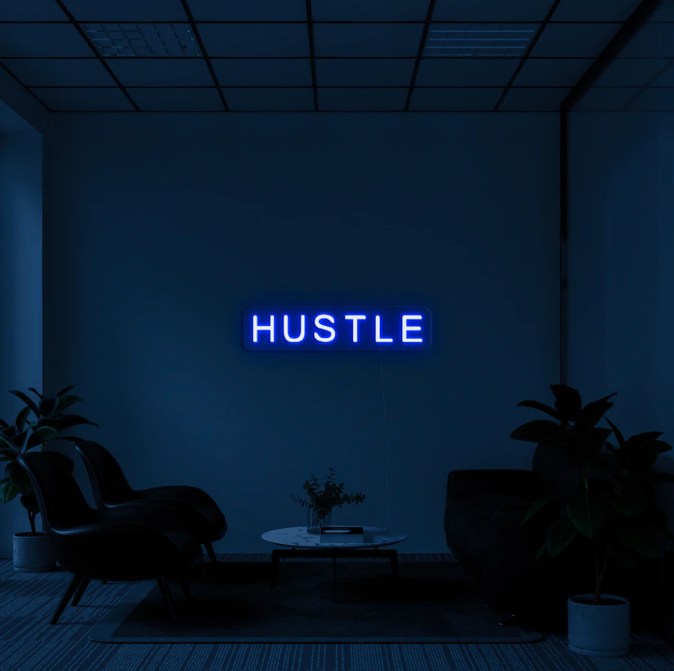 "Hustle" LED neon skilti