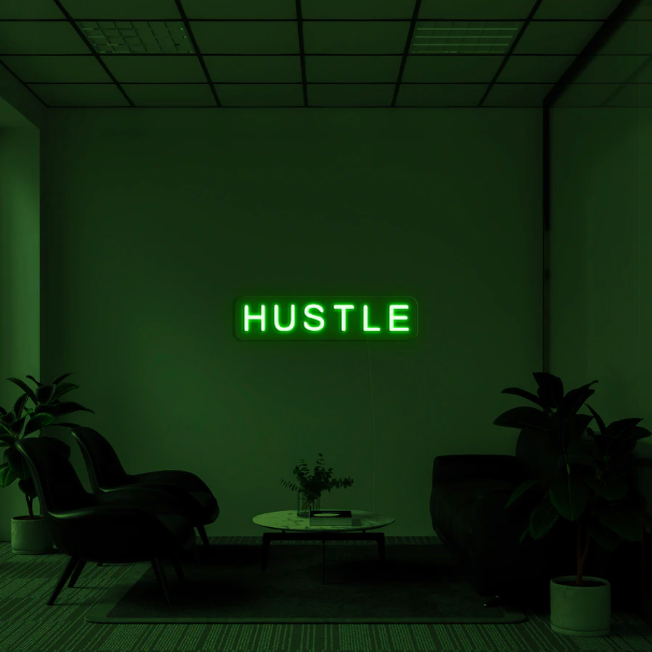 "Hustle" LED neon skilti