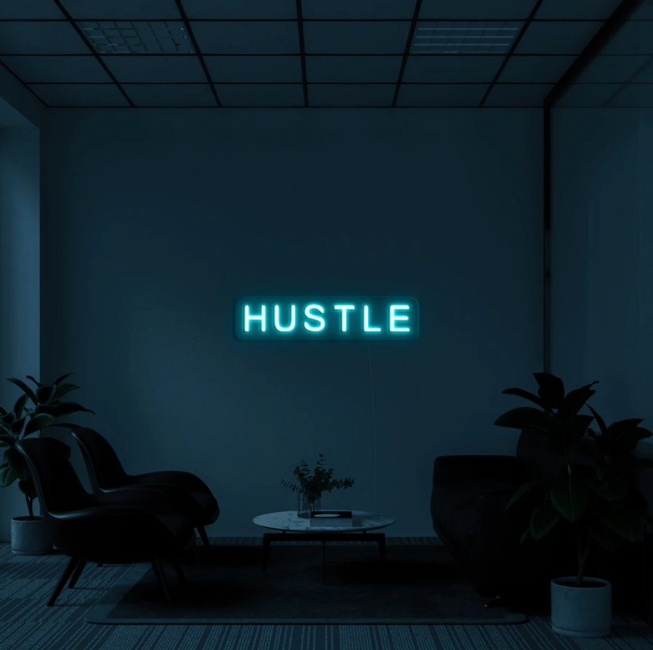 "Hustle" LED neon skilti