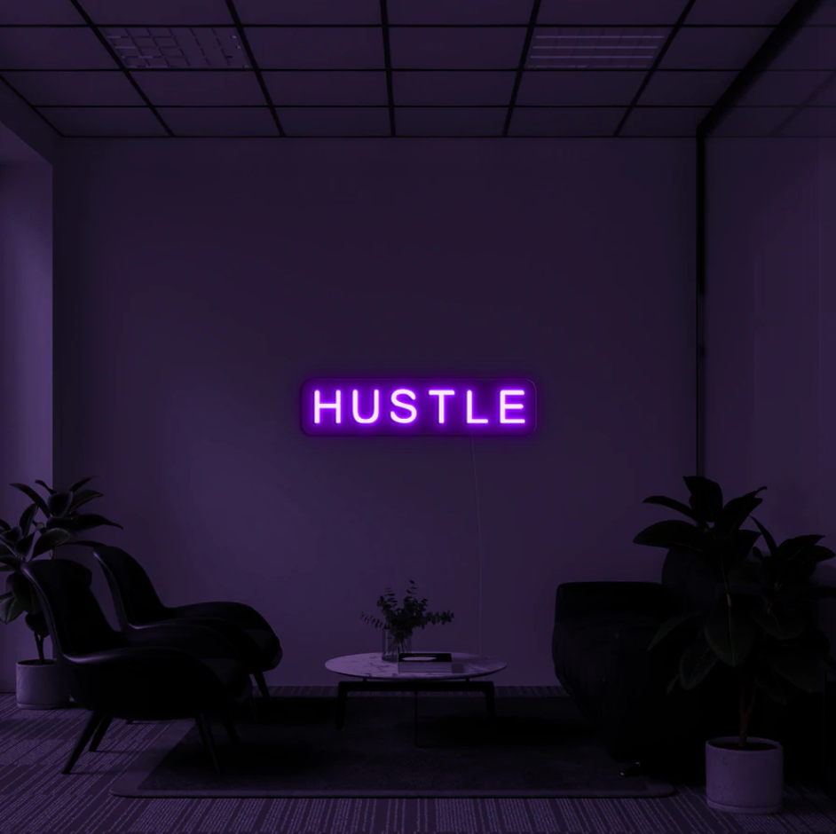 "Hustle" LED neon skilti