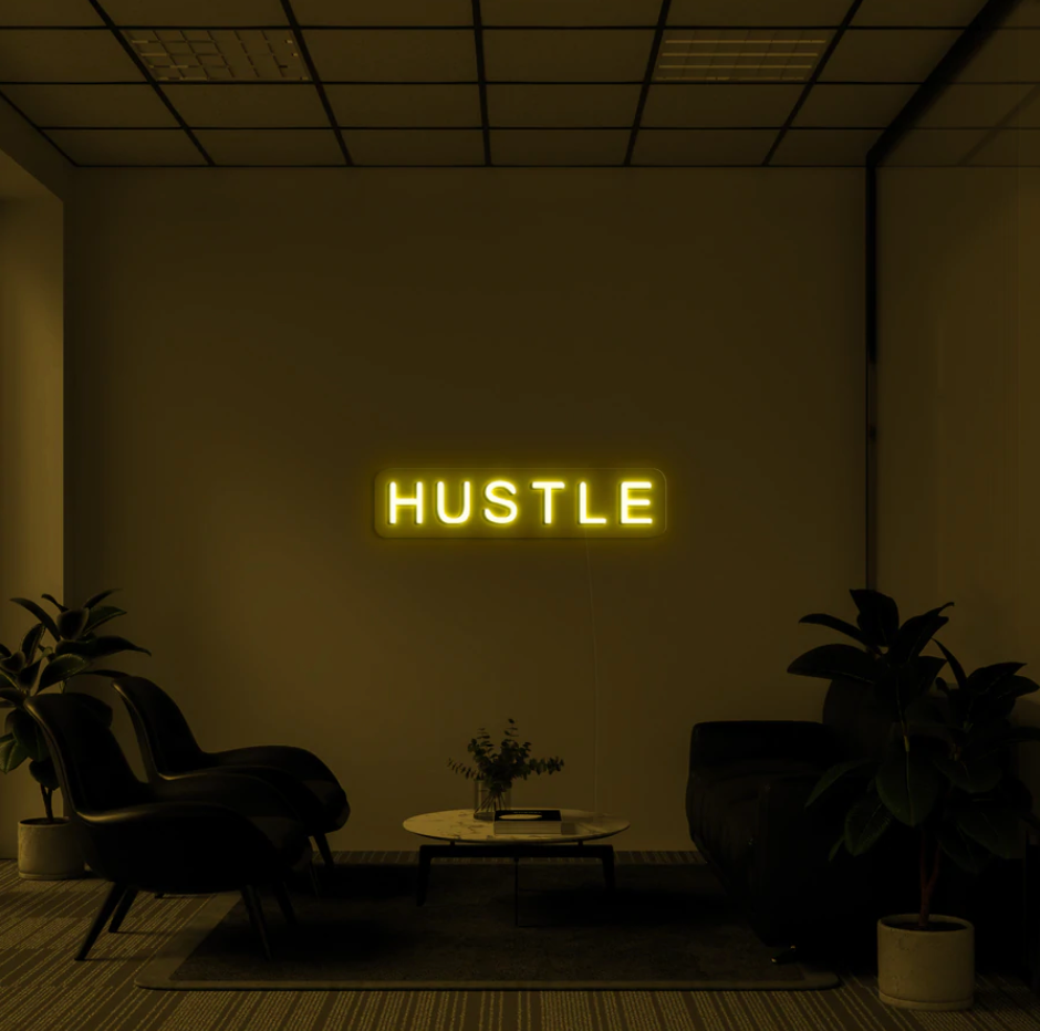 "Hustle" LED neon skilti