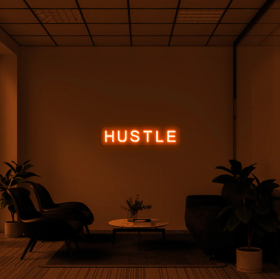 "Hustle" LED neon skilti