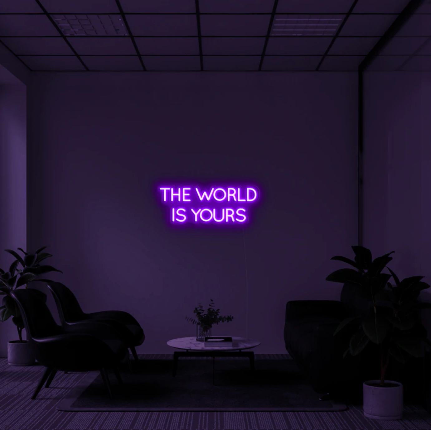 "The World Is Yours" LED neon skilti