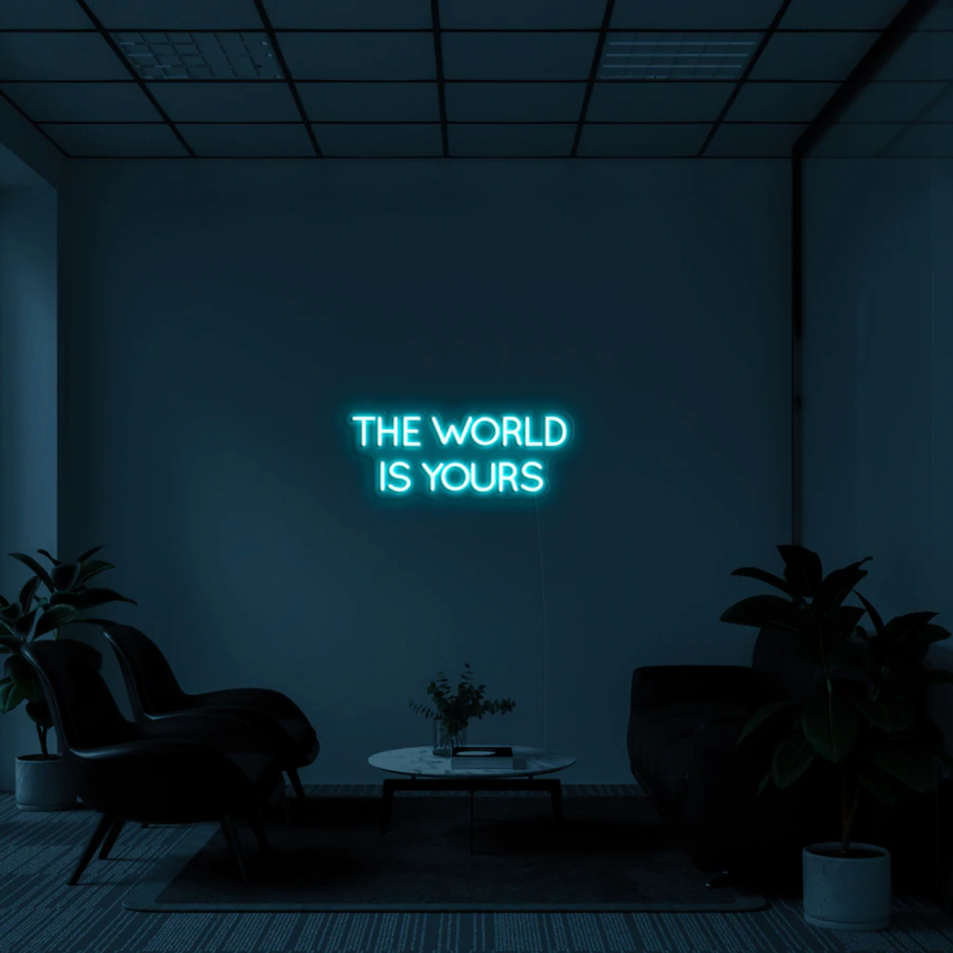 "The World Is Yours" LED neon skilti