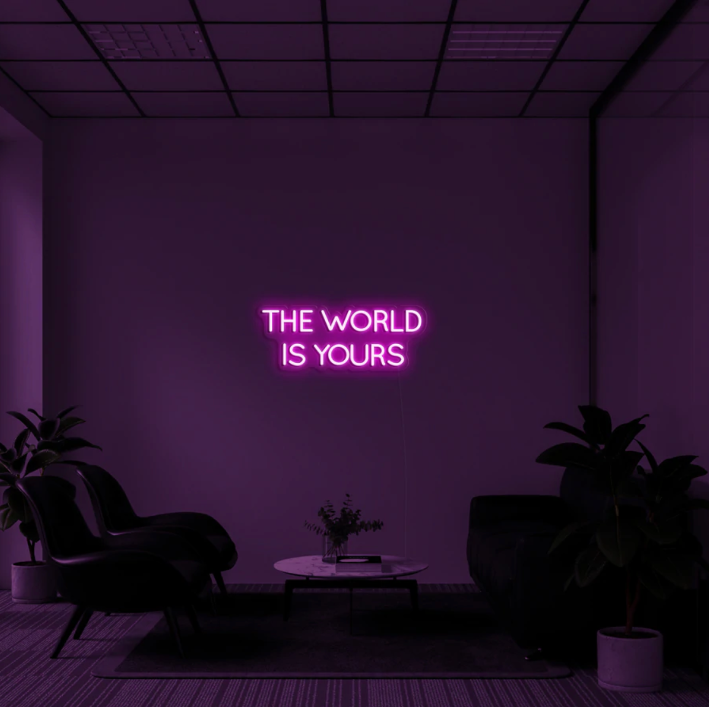 "The World Is Yours" LED neon skilti