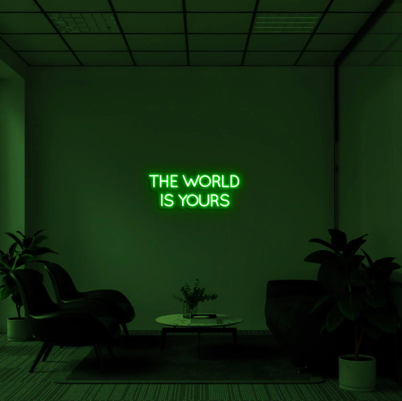 "The World Is Yours" LED neon skilti