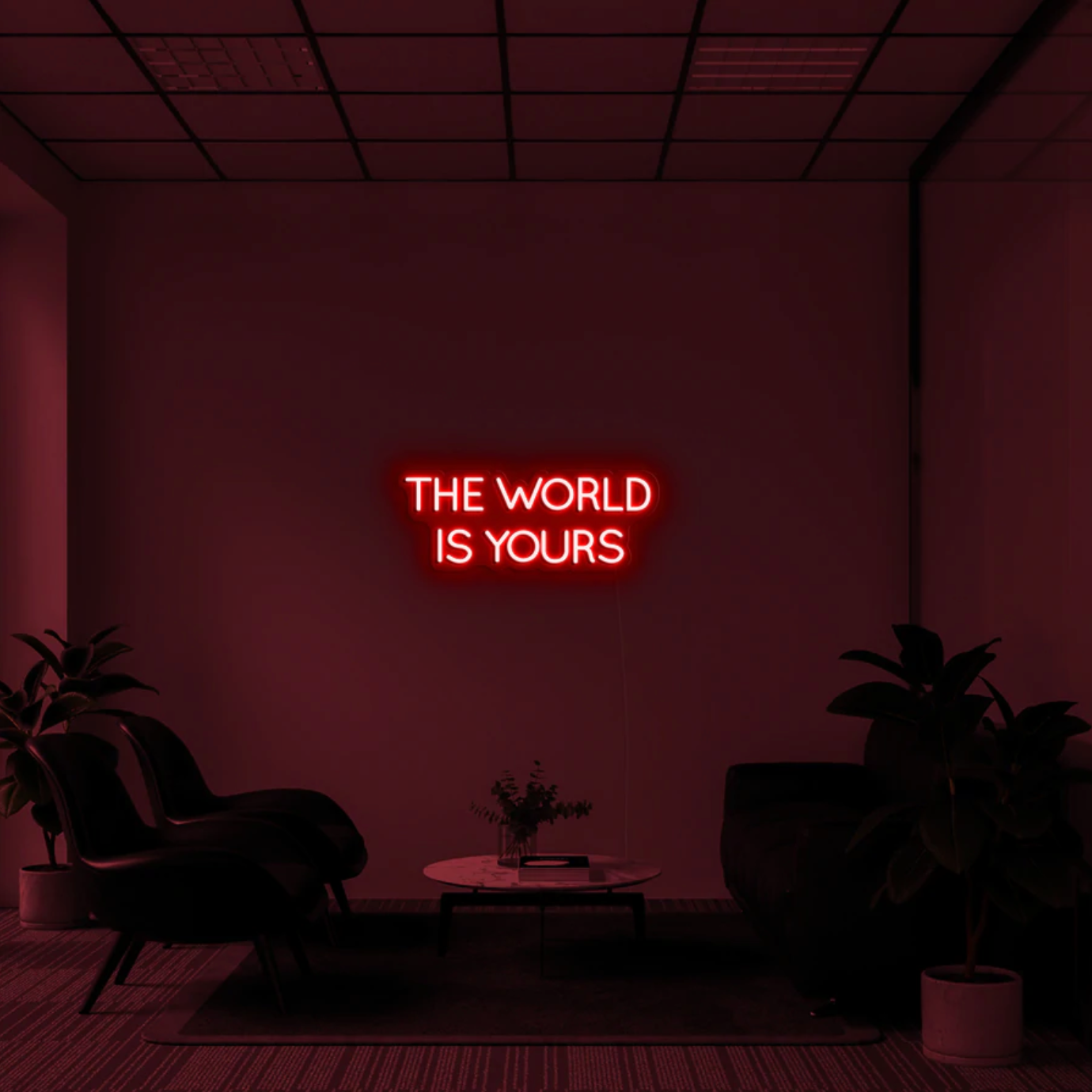 "The World Is Yours" LED neon skilti