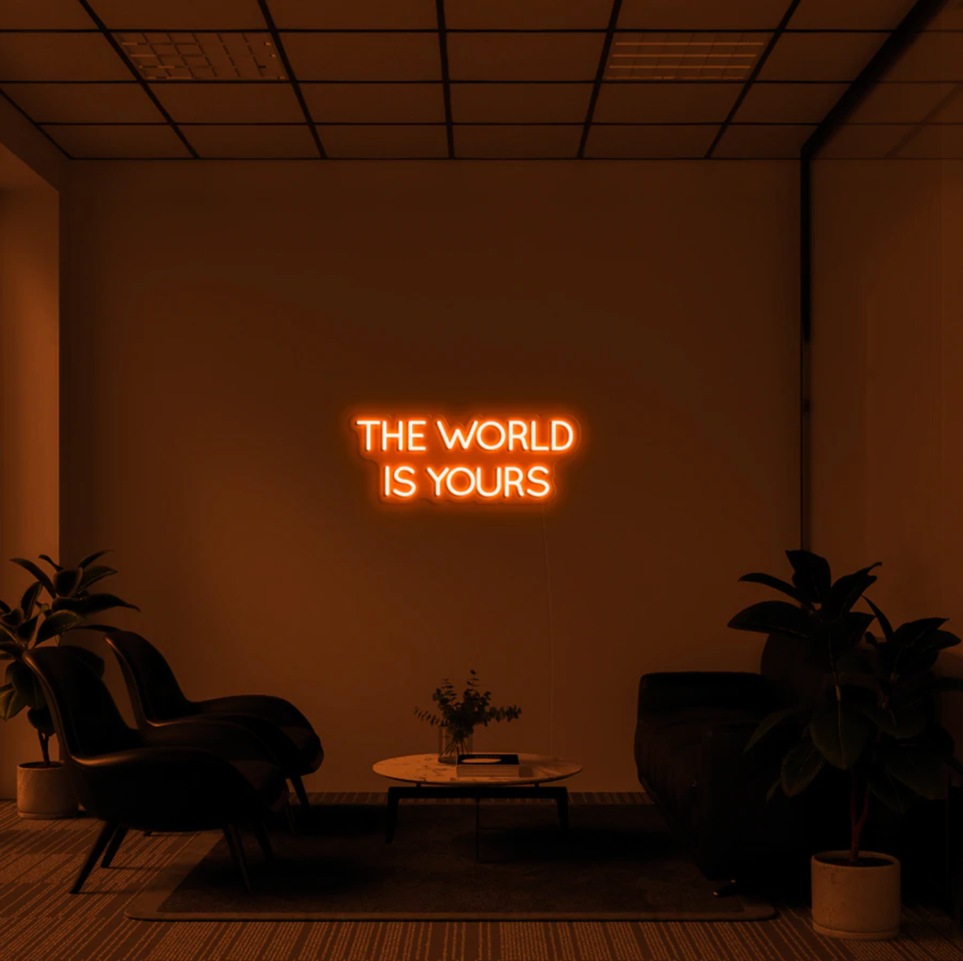 "The World Is Yours" LED neon skilti