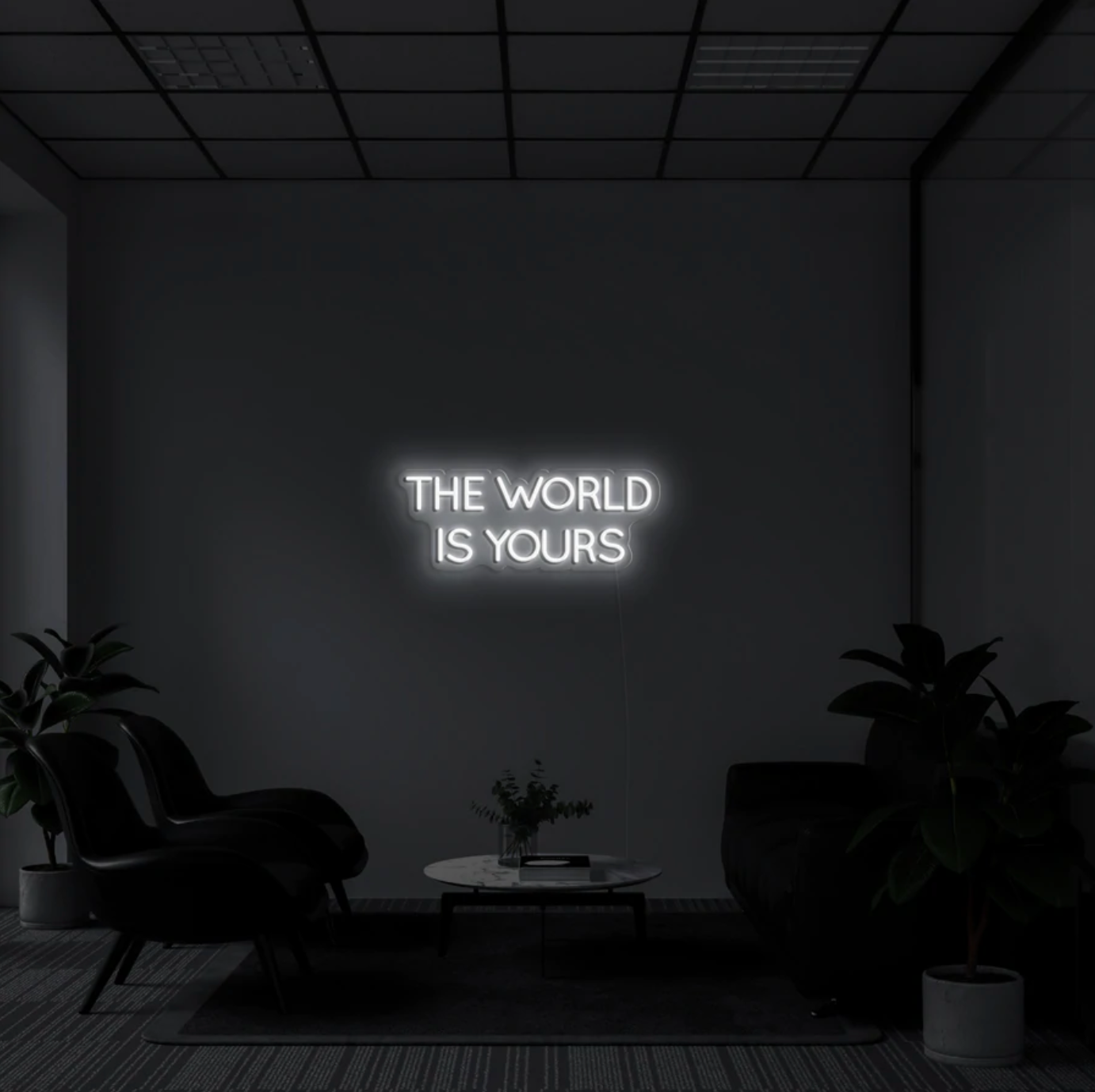 "The World Is Yours" LED neon skilti