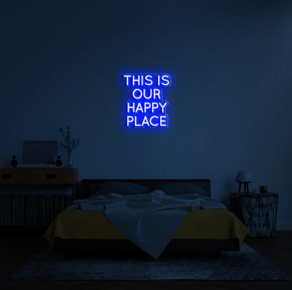 "This is Our Happy Place" RGB Neon Skilti
