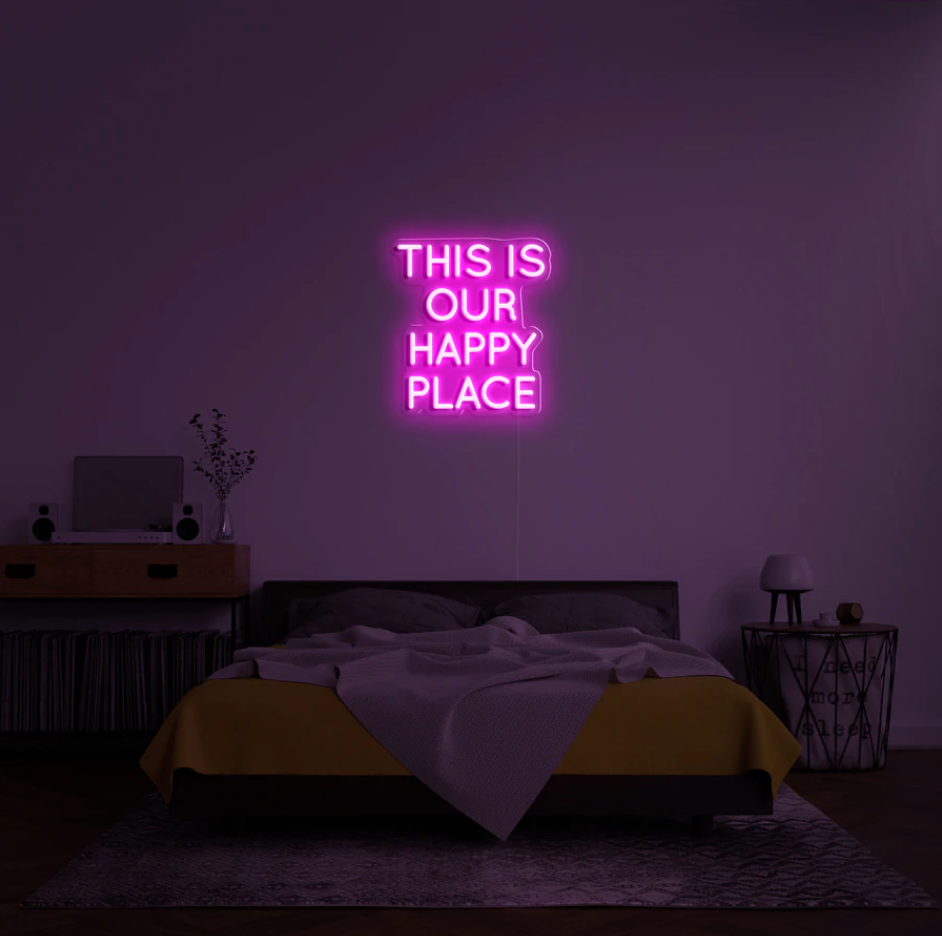 "This is Our Happy Place" RGB Neon Skilti