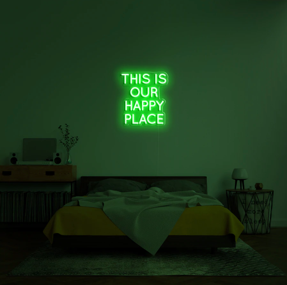 "This is Our Happy Place" RGB Neon Skilti