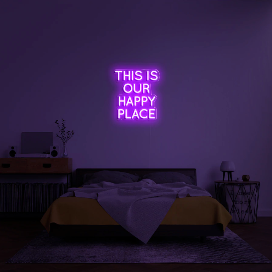 "This is Our Happy Place" RGB Neon Skilti
