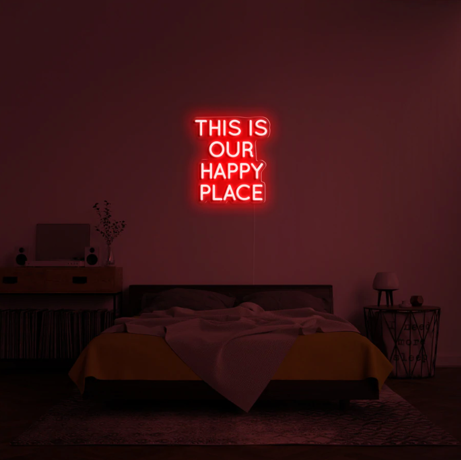 "This is Our Happy Place" RGB Neon Skilti
