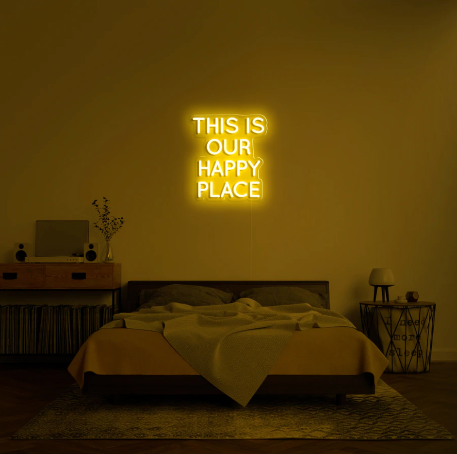 "This is Our Happy Place" RGB Neon Skilti