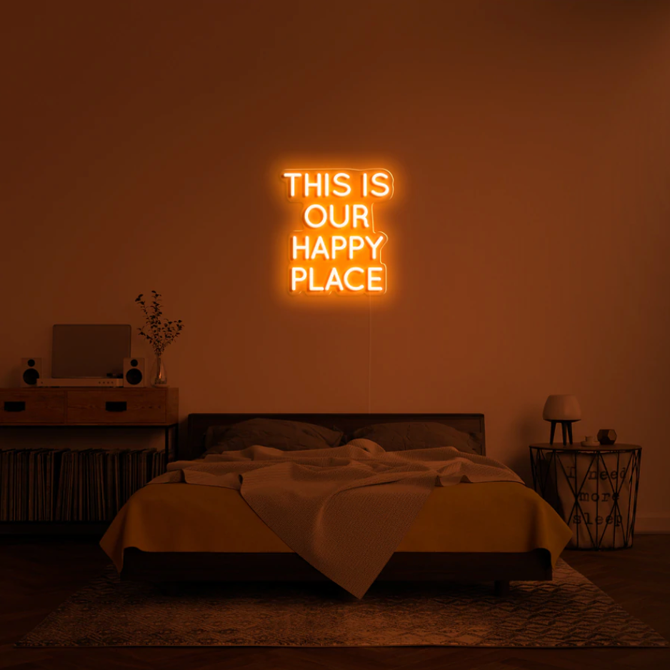 "This is Our Happy Place" RGB Neon Skilti