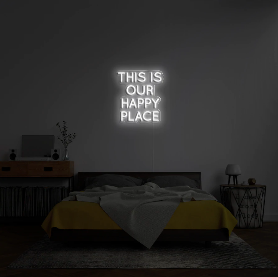 "This is Our Happy Place" RGB Neon Skilti