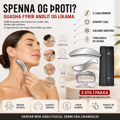 Ryðfrítt Gua Sha fyrir Andlit og Líkama