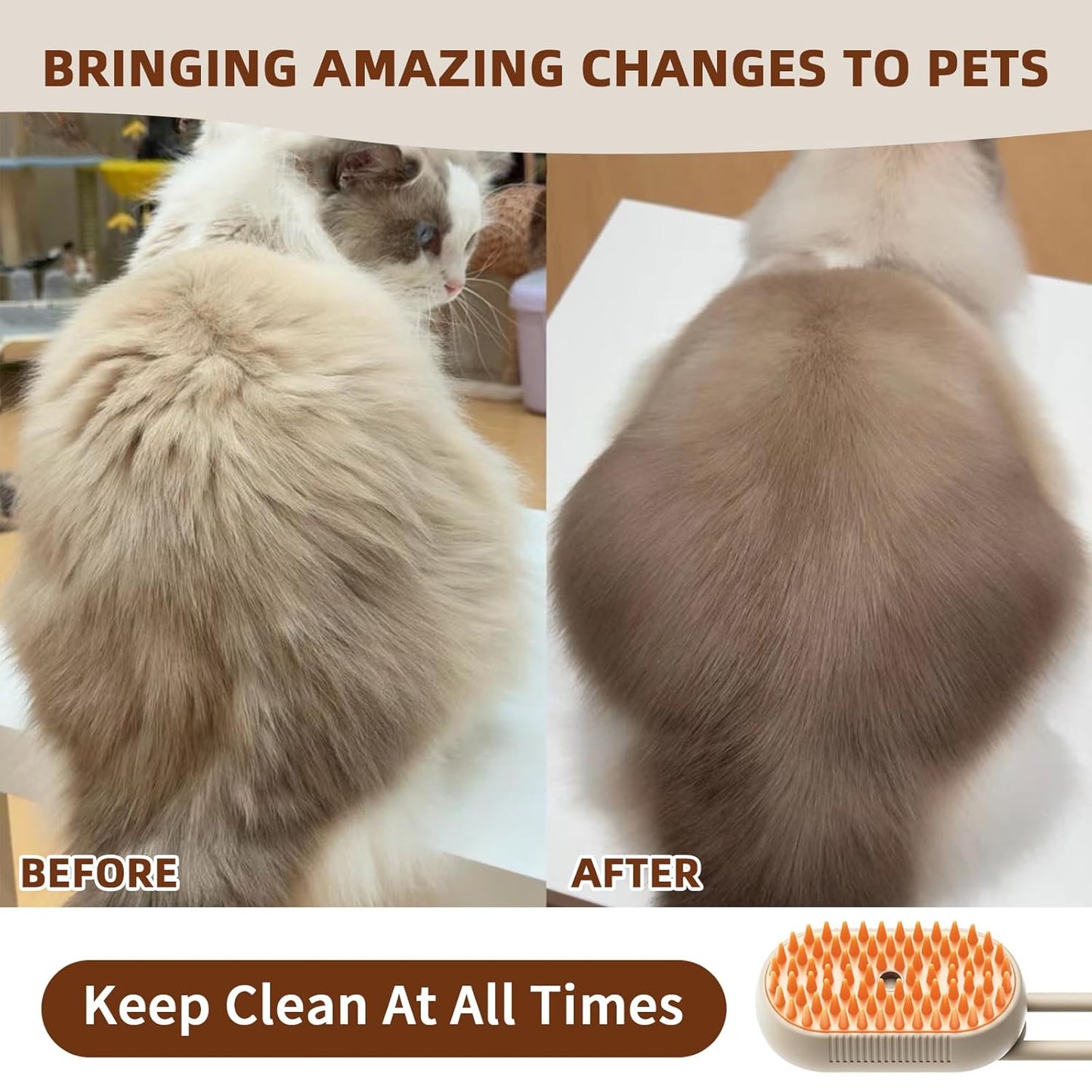 Gufu- og nudd­bursti fyrir Ketti og Hunda (3 in 1)