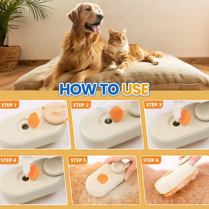 Gufu- og nudd­bursti fyrir Ketti og Hunda (3 in 1)