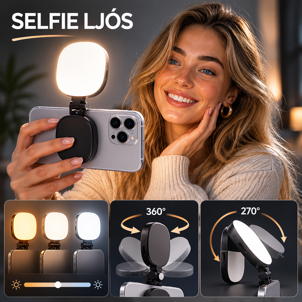 Selfie Ljós (með segul)