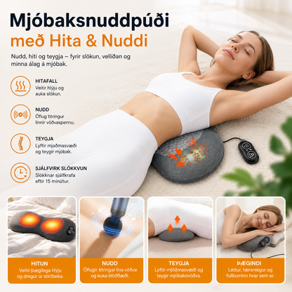 Mjóbaksnuddpúði með Hita & Nuddi (Forpöntun)
