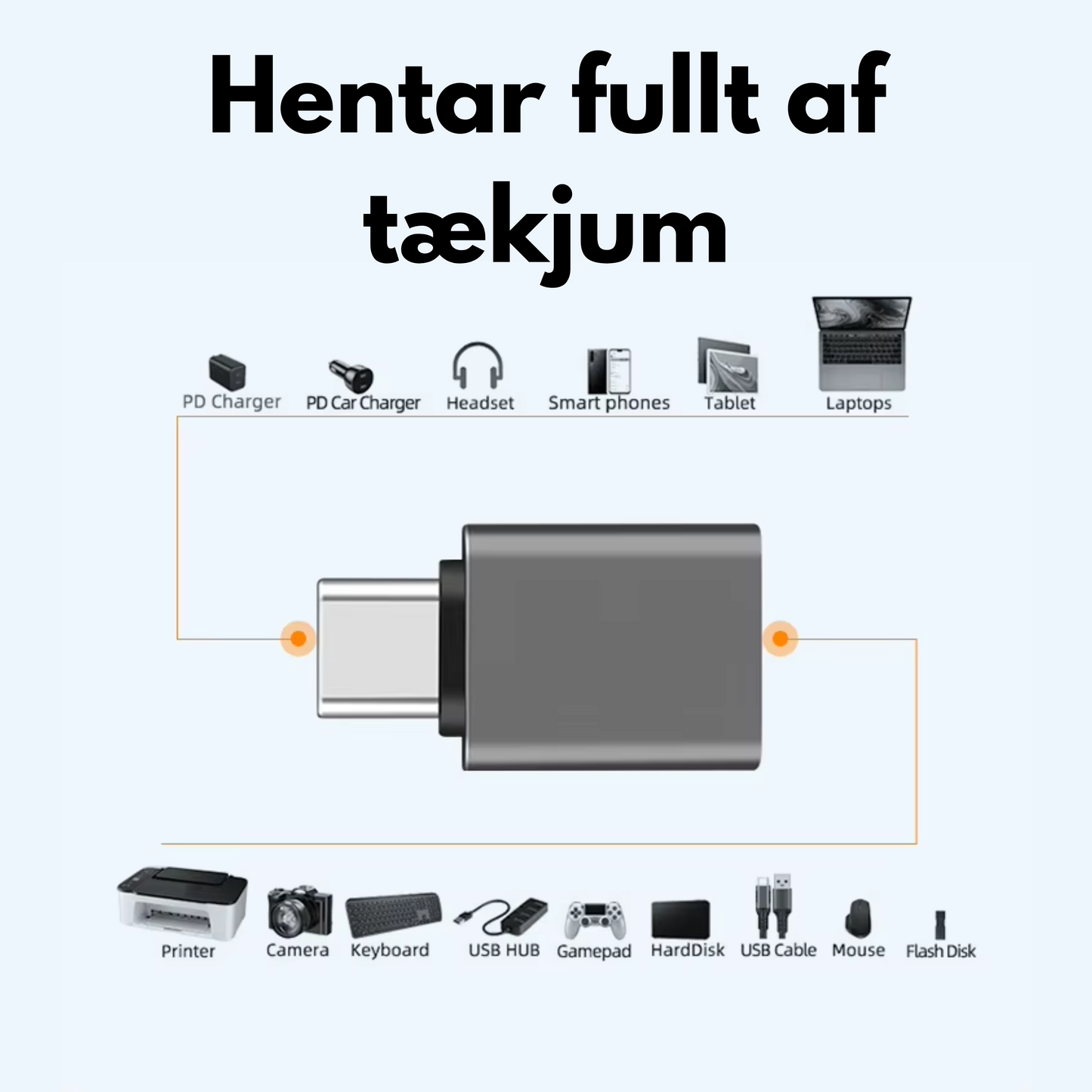 USB C í USB 3.0 Breytistykki