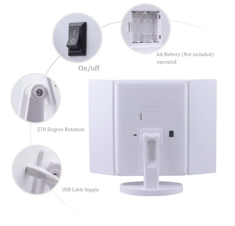 Snyrtispegill m/ lýsingu & stækkun