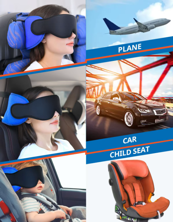 Flugvéla Ferðapúði m/ Höfuðfestingu – 360° stuðningur