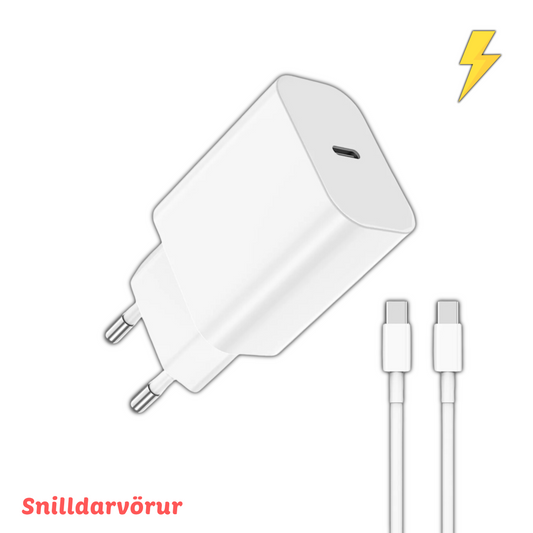 Hraðhleðslutæki með USB-C snúru - 20W