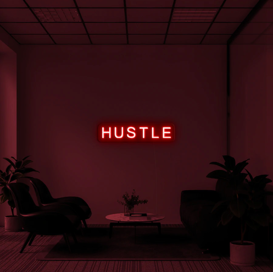 "Hustle" LED neon skilti