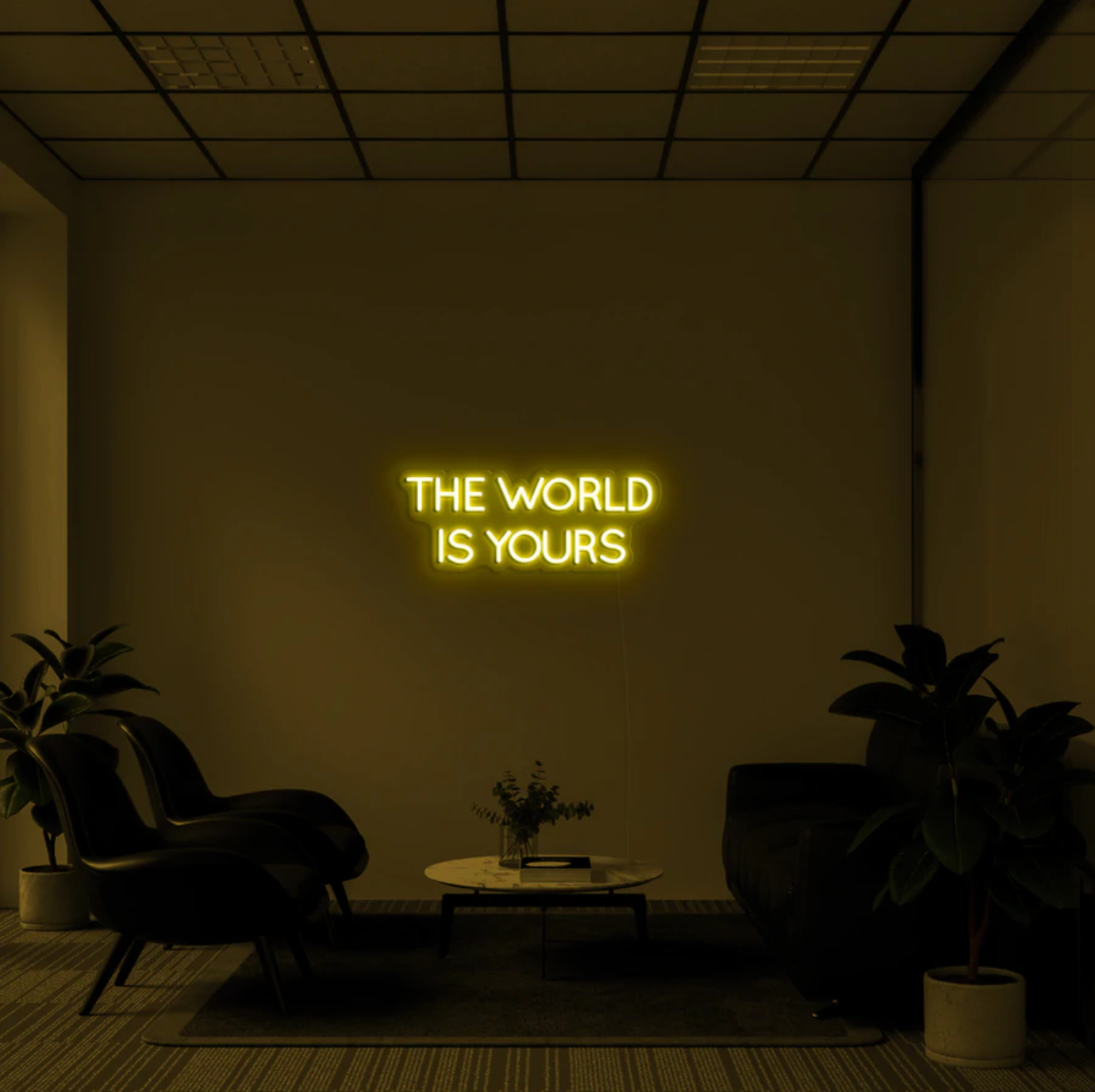 "The World Is Yours" LED neon skilti