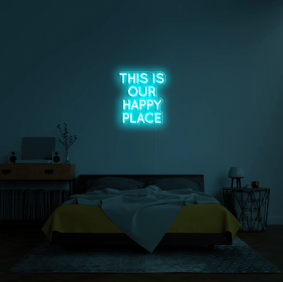 "This is Our Happy Place" RGB Neon Skilti